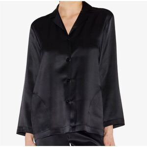 La Perla Silk Pajama (PJ) Top. Size XL Black V-neck Button down 100% silk